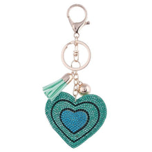 Load image into Gallery viewer, Cute Heart Pendant Key Chain Gold/Silver Rhinestone Tassel Accessories - Jewels of Artemis