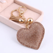 Load image into Gallery viewer, Cute Heart Pendant Key Chain Gold/Silver Rhinestone Tassel Accessories - Jewels of Artemis