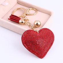Load image into Gallery viewer, Cute Heart Pendant Key Chain Gold/Silver Rhinestone Tassel Accessories - Jewels of Artemis