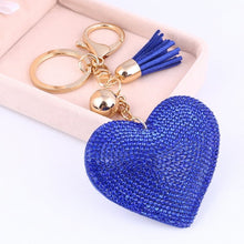 Load image into Gallery viewer, Cute Heart Pendant Key Chain Gold/Silver Rhinestone Tassel Accessories - Jewels of Artemis