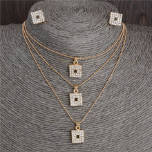 Load image into Gallery viewer, New Yellow Gold Women&#39;s Jewelry Sets Dubai African Chain Multilayer Pendant Necklace Drop Earrings Set - Jewels of Artemis