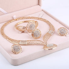 Load image into Gallery viewer, Gold Jewelry Sets African Beads Crystal Necklace Earrings Bracelet Rings - Jewels of Artemis
