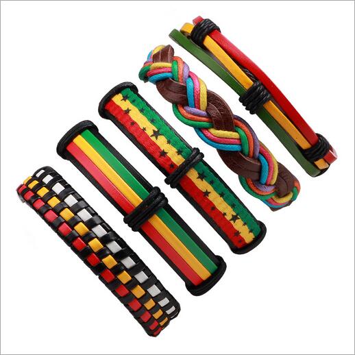 3-6pcs/set Fashion Men Leather Bracelets Leather Rope Weave Bracelet Classic Wax Line Adjustable Hand Bracelet Male Jewelry - Jewels of Artemis