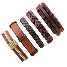 Load image into Gallery viewer, 3-6pcs/set Fashion Men Leather Bracelets Leather Rope Weave Bracelet Classic Wax Line Adjustable Hand Bracelet Male Jewelry - Jewels of Artemis