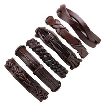 Load image into Gallery viewer, 3-6pcs/set Fashion Men Leather Bracelets Leather Rope Weave Bracelet Classic Wax Line Adjustable Hand Bracelet Male Jewelry - Jewels of Artemis