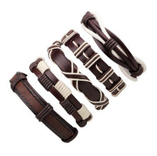 Load image into Gallery viewer, 3-6pcs/set Fashion Men Leather Bracelets Leather Rope Weave Bracelet Classic Wax Line Adjustable Hand Bracelet Male Jewelry - Jewels of Artemis