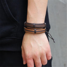 Load image into Gallery viewer, 3-6pcs/set Fashion Men Leather Bracelets Leather Rope Weave Bracelet Classic Wax Line Adjustable Hand Bracelet Male Jewelry - Jewels of Artemis