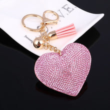 Load image into Gallery viewer, Cute Heart Pendant Key Chain Gold/Silver Rhinestone Tassel Accessories - Jewels of Artemis