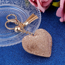 Load image into Gallery viewer, Cute Heart Pendant Key Chain Gold/Silver Rhinestone Tassel Accessories - Jewels of Artemis