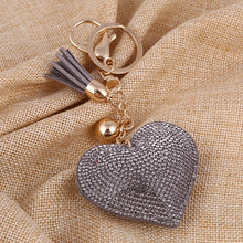 Load image into Gallery viewer, Cute Heart Pendant Key Chain Gold/Silver Rhinestone Tassel Accessories - Jewels of Artemis