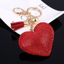 Load image into Gallery viewer, Cute Heart Pendant Key Chain Gold/Silver Rhinestone Tassel Accessories - Jewels of Artemis