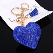 Load image into Gallery viewer, Cute Heart Pendant Key Chain Gold/Silver Rhinestone Tassel Accessories - Jewels of Artemis