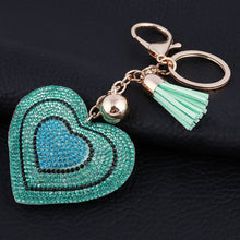 Load image into Gallery viewer, Cute Heart Pendant Key Chain Gold/Silver Rhinestone Tassel Accessories - Jewels of Artemis