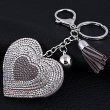 Load image into Gallery viewer, Cute Heart Pendant Key Chain Gold/Silver Rhinestone Tassel Accessories - Jewels of Artemis
