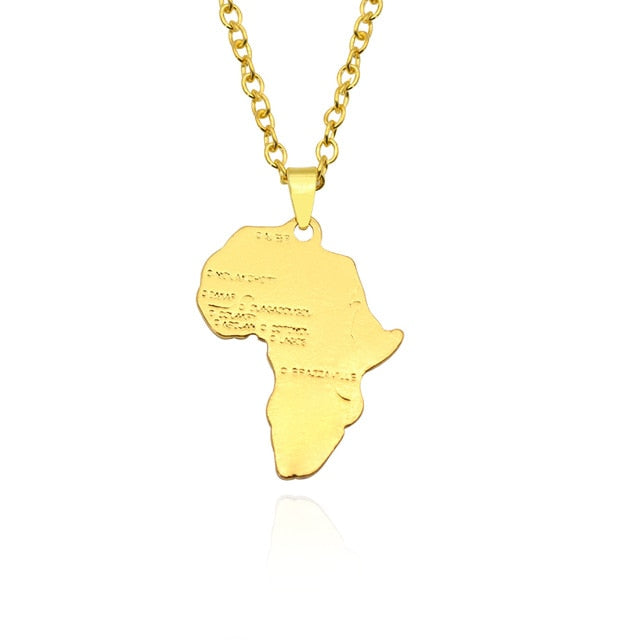 Map of Africa Necklaces Pendants Gold Silver Globe World Map - Jewels of Artemis