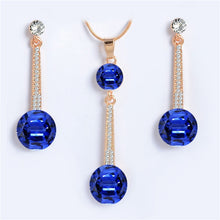 Load image into Gallery viewer, Royal Blue Austria Crystals Drop Earrings and Pendant Necklace Jewelry Sets - Jewels of Artemis