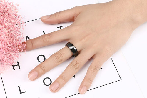 One Slash Crystal Ceramic Ring - Jewels of Artemis