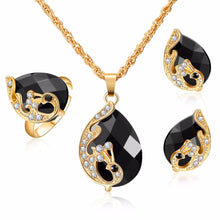 Load image into Gallery viewer, Dark Zircon Bridal Gold colorJewelry Sets - Pendant&amp;Necklace Ring Earrings With Natural Stones Bracelets - Jewels of Artemis