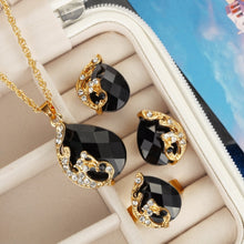 Load image into Gallery viewer, Dark Zircon Bridal Gold colorJewelry Sets - Pendant&amp;Necklace Ring Earrings With Natural Stones Bracelets - Jewels of Artemis