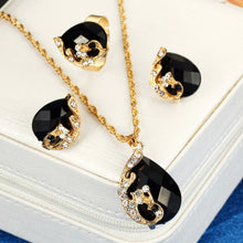 Load image into Gallery viewer, Dark Zircon Bridal Gold colorJewelry Sets - Pendant&amp;Necklace Ring Earrings With Natural Stones Bracelets - Jewels of Artemis