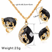 Load image into Gallery viewer, Dark Zircon Bridal Gold colorJewelry Sets - Pendant&amp;Necklace Ring Earrings With Natural Stones Bracelets - Jewels of Artemis