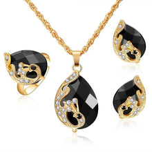 Load image into Gallery viewer, Dark Zircon Bridal Gold colorJewelry Sets - Pendant&amp;Necklace Ring Earrings With Natural Stones Bracelets - Jewels of Artemis