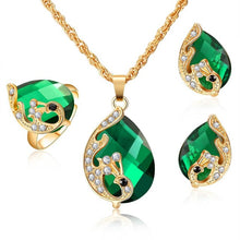 Load image into Gallery viewer, Dark Zircon Bridal Gold colorJewelry Sets - Pendant&amp;Necklace Ring Earrings With Natural Stones Bracelets - Jewels of Artemis