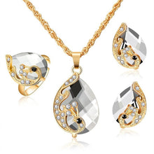 Load image into Gallery viewer, Dark Zircon Bridal Gold colorJewelry Sets - Pendant&amp;Necklace Ring Earrings With Natural Stones Bracelets - Jewels of Artemis