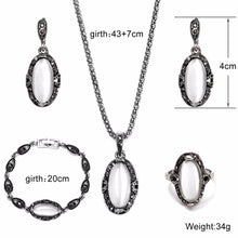 Load image into Gallery viewer, Dark Zircon Bridal Gold colorJewelry Sets - Pendant&amp;Necklace Ring Earrings With Natural Stones Bracelets - Jewels of Artemis