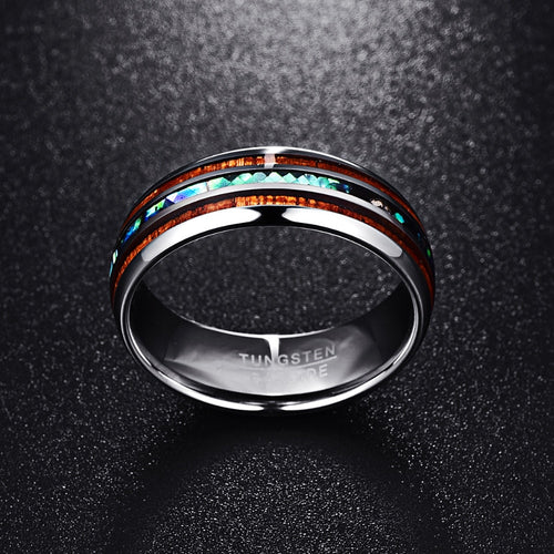Polished Matte Abalone Shell Tungsten Carbide Ring - Jewels of Artemis
