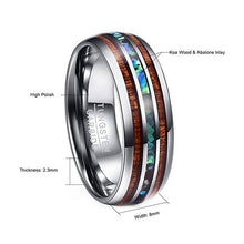 Load image into Gallery viewer, Polished Matte Abalone Shell Tungsten Carbide Ring - Jewels of Artemis