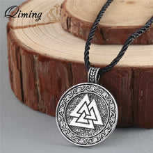 Load image into Gallery viewer, Viking Valknut Pendant Necklace Round Pagan Religious - Jewels of Artemis