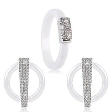 Load image into Gallery viewer, Rhinestone Ceramic Rings and Earrings Set - Jewels of Artemis