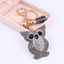 Load image into Gallery viewer, Cute Owl Pendant Leather Tassel Gold Key Chain - Jewels of Artemis