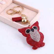 Load image into Gallery viewer, Cute Owl Pendant Leather Tassel Gold Key Chain - Jewels of Artemis