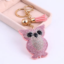 Load image into Gallery viewer, Cute Owl Pendant Leather Tassel Gold Key Chain - Jewels of Artemis