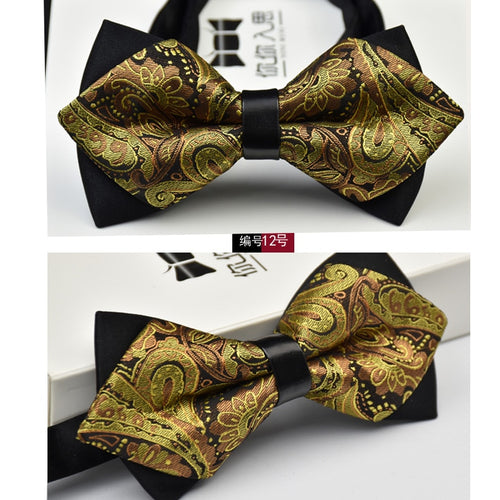 Adjustable Luxury Men's Bow tie Arrow 2 Layers Plaids Striped Floral Bowtie Tuxedo Neckties - Jewels of Artemis
