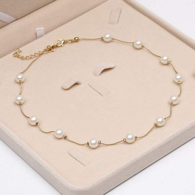 Pearl Necklace Top Quality Anti-Allergy - Gold Color Statement Necklace Chain - Jewels of Artemis