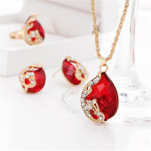Load image into Gallery viewer, Austrian Crystal Jewelry Set Rose Gold Color peacock Style Pendant/Earrings/Ring Sets - Jewels of Artemis
