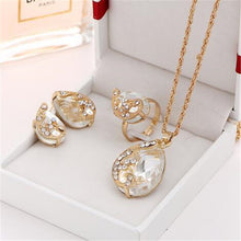 Load image into Gallery viewer, Austrian Crystal Jewelry Set Rose Gold Color peacock Style Pendant/Earrings/Ring Sets - Jewels of Artemis