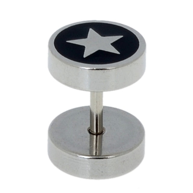 Gothic Jewelry Stainless Steel Plain Men's Ear Studs Barbell Earrings - Jewels of Artemis