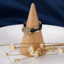 Load image into Gallery viewer, 2 pcs/Set Hot Sale Fashion 585 Gold Rings With Bling Rhinestone 2 Layer Black White Detachable Ceramic Rings - Jewels of Artemis