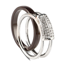 Load image into Gallery viewer, 2 pcs/Set Hot Sale Fashion 585 Gold Rings With Bling Rhinestone 2 Layer Black White Detachable Ceramic Rings - Jewels of Artemis