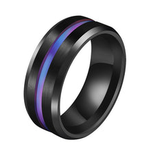 Load image into Gallery viewer, Groove Rings Black Blu Stainless Steel Midi Rings - Jewels of Artemis