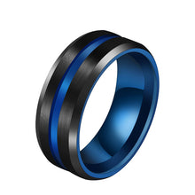 Load image into Gallery viewer, Groove Rings Black Blu Stainless Steel Midi Rings - Jewels of Artemis