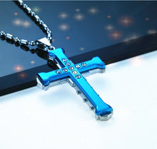 Load image into Gallery viewer, Crystal Cross Jesus Pendant Silver Gold Black - Jewels of Artemis