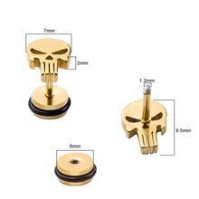 Load image into Gallery viewer, Rock Skeleton Earring Stud Punisher Skull - Jewels of Artemis