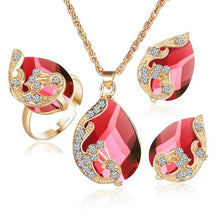 Load image into Gallery viewer, Austrian Crystal Jewelry Set Rose Gold Color peacock Style Pendant/Earrings/Ring Sets - Jewels of Artemis