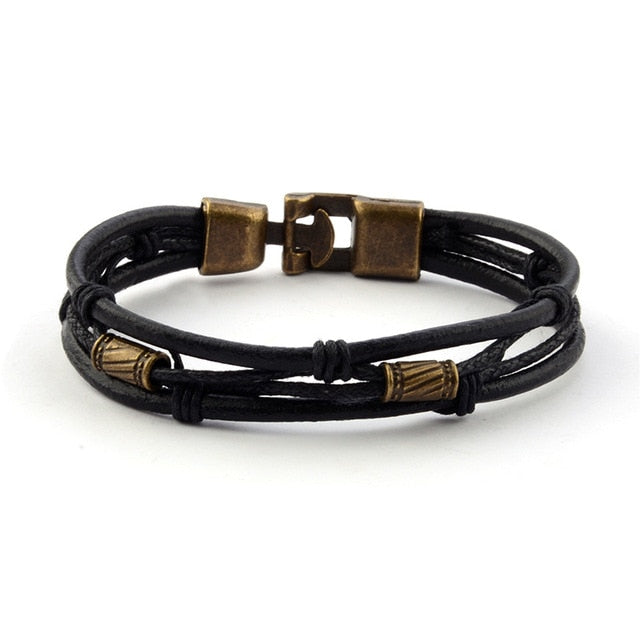 European Style Leather Layered Bracelet Mens Minimalist Jewellery - Jewels of Artemis