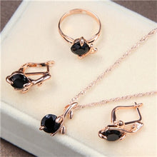 Load image into Gallery viewer, Gold Color Chain Crystal Necklace Ring Earring 3 pcs/set - Jewels of Artemis